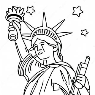 Pagina Para Colorear De La Estatua De La Libertad Con Estrellas Brillantes 25536-23321