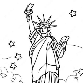 Pagina Para Colorear De La Estatua De La Libertad Con Estrellas Brillantes 25536-23322