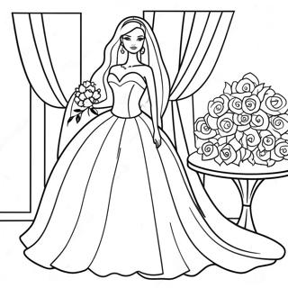 Pagina Para Colorear De Barbie De Boda Elegante En Vestido 25566-23345