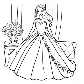 Pagina Para Colorear De Barbie De Boda Elegante En Vestido 25566-23534