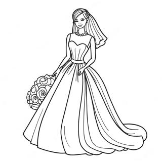 Pagina Para Colorear De Barbie De Boda Elegante En Vestido 25566-23536