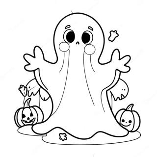 Pagina Para Colorear De Adorable Fantasma De Halloween 25657-23598