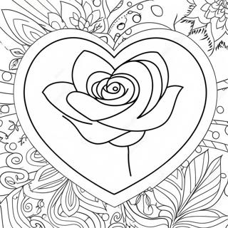 Pagina Para Colorear De Corazon De Amor Con Rosa 25776-23690