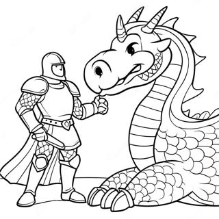 Pagina Para Colorear De Caballero Valiente Enfrentando A Un Dragon 25837-23742