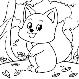 Pagina Para Colorear De Kitsune Linda Jugando En El Bosque 25907-23798