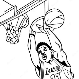 Pagina Para Colorear De Un Jugador De Baloncesto De Los Lakers Haciendo Un Mate 25957-23837