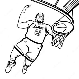 Pagina Para Colorear De Un Jugador De Baloncesto De Los Lakers Haciendo Un Mate 25957-23838