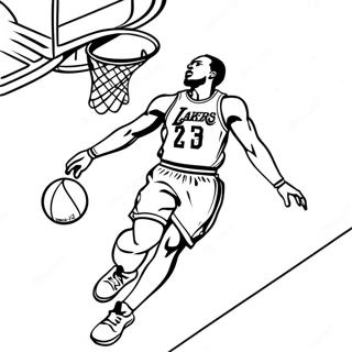 Pagina Para Colorear De Un Jugador De Baloncesto De Los Lakers Haciendo Un Mate 25957-23839