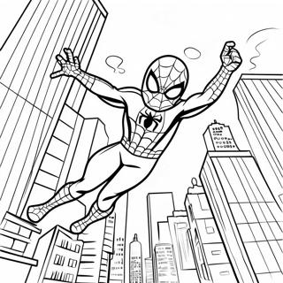 Pagina Para Colorear De Spider Man Columpiandose Por La Ciudad 26117-23966