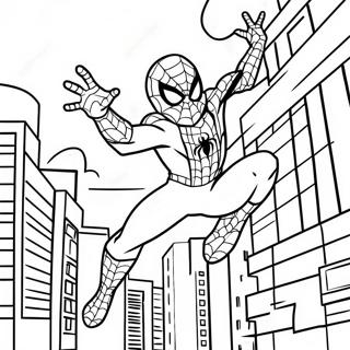 Pagina Para Colorear De Spider Man Columpiandose Por La Ciudad 26117-23967