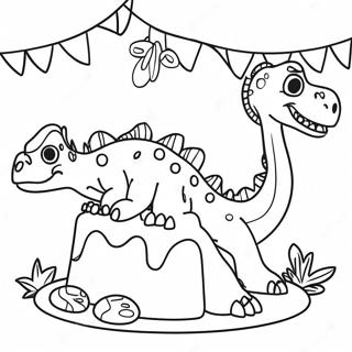 Pagina Para Colorear De Fiesta De Cumpleanos De Dinosaurio 26362-24147