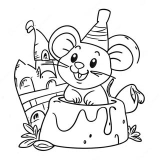 Pagina Para Colorear De Raton Adorable En Un Castillo De Queso 26433-24205