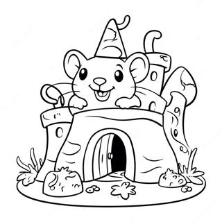 Pagina Para Colorear De Raton Adorable En Un Castillo De Queso 26433-24206