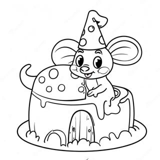 Pagina Para Colorear De Raton Adorable En Un Castillo De Queso 26433-24207