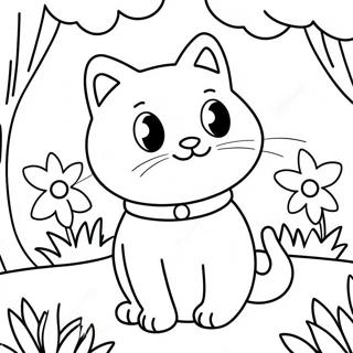 Pagina Para Colorear De Gato De La Naturaleza En Un Jardin Colorido 26513-24271