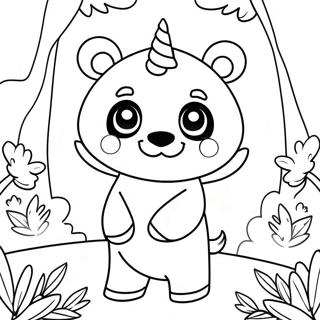 Pagina Para Colorear De Panda Unicornio Bonito En Un Bosque Magico 26553-24301