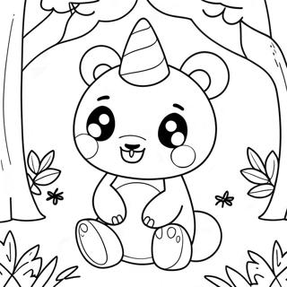 Pagina Para Colorear De Panda Unicornio Bonito En Un Bosque Magico 26553-24302