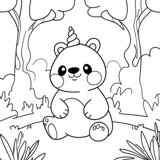 Pagina Para Colorear De Panda Unicornio Bonito En Un Bosque Magico 26553-24303