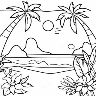 Pagina Para Colorear De Una Escena Tropical Aloha 27043-24696