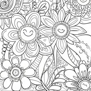 Pagina Para Colorear De Poder Floral Hippie De Los 60 27122-24754