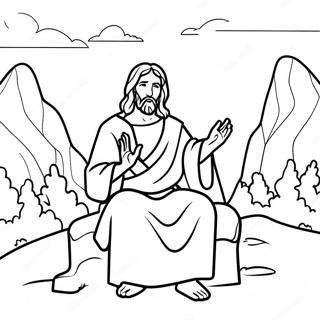 Pagina Para Colorear De Jesus Ensenando En La Montana 27213-24830