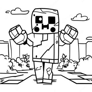 Pagina Para Colorear De Un Zombie De Minecraft 27533-25068