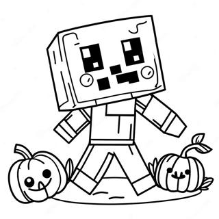 Pagina Para Colorear De Un Lindo Zombie De Minecraft Con Calabaza 27534-25069