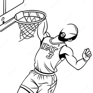 Pagina Para Colorear De Un Jugador De Baloncesto De Miami Heat Haciendo Un Mate 27544-25077