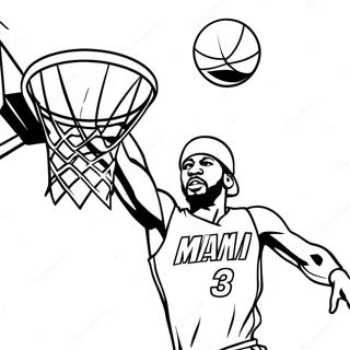 Pagina Para Colorear De Un Jugador De Baloncesto De Miami Heat Haciendo Un Mate 27544-25079