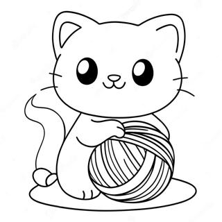 Pagina Para Colorear De Gato Kawaii Lindo Jugando Con Hilo 27604-25125