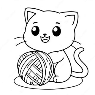 Pagina Para Colorear De Gato Kawaii Lindo Jugando Con Hilo 27604-25126