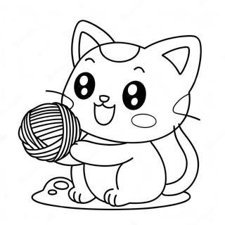 Pagina Para Colorear De Gato Kawaii Lindo Jugando Con Hilo 27604-25127