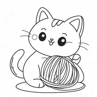 Pagina Para Colorear De Gato Kawaii Lindo Jugando Con Hilo 27604-25128