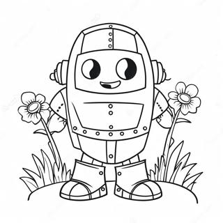 Pagina Para Colorear De Un Lindo Golem De Hierro Con Flores 27664-25173