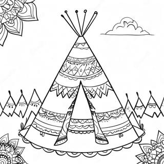 Pagina Para Colorear De Un Teepee Colorido Con Patrones 27704-25205