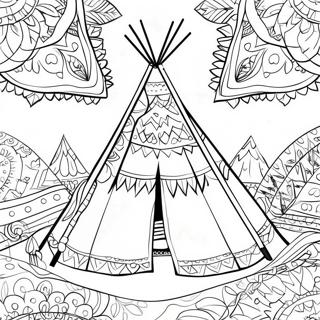 Pagina Para Colorear De Un Teepee Colorido Con Patrones 27704-25206