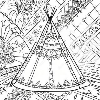 Pagina Para Colorear De Un Teepee Colorido Con Patrones 27704-25207