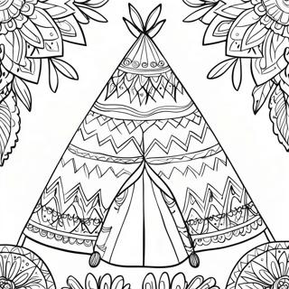 Pagina Para Colorear De Un Teepee Colorido Con Patrones 27704-25208