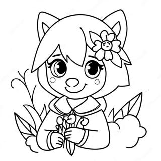 Pagina Para Colorear De Chica Lobo Anime Linda Con Flores 27925-25374