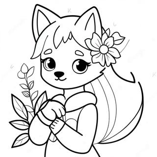 Pagina Para Colorear De Chica Lobo Anime Linda Con Flores 27925-25375