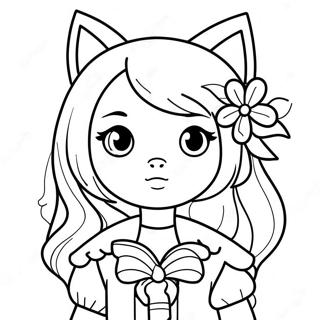 Pagina Para Colorear De Chica Lobo Anime Linda Con Flores 27925-25376