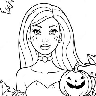 Pagina Para Colorear De Barbie De Halloween Espeluznante Con Calabaza 28055-25479