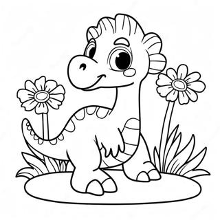 Pagina Para Colorear De Therizinosaurus Lindo Con Flores 28085-25502