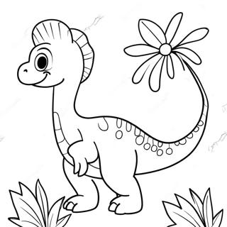 Pagina Para Colorear De Therizinosaurus Lindo Con Flores 28085-25504