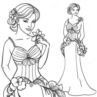 Pagina Para Colorear De Mujer Elegante En Un Vestido 2819-2285