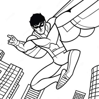 Pagina Para Colorear De Nightwing Volando En El Cielo 28306-25672