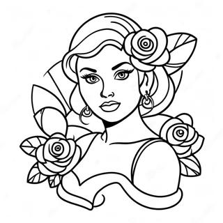 Pagina Para Colorear De Chica Pin Up Tatuada Con Rosas 28586-25884