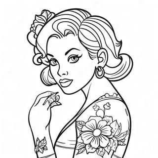 Pagina Para Colorear De Tatuaje Pin Up Vintage 28587-25885