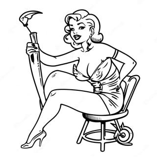 Pagina Para Colorear De Tatuaje Pin Up Vintage 28587-25886