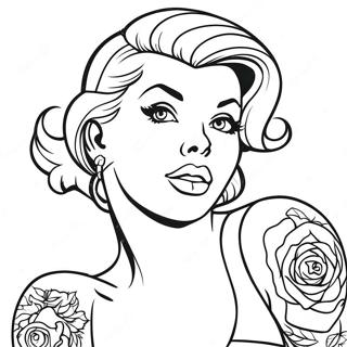 Pagina Para Colorear De Tatuaje Pin Up Vintage 28587-25887